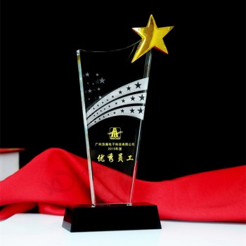 оптовые подгонянные высокие-конец популярный k9 crystаl стекло звезда трофей для подарка