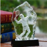 2017 Wholesale customized high-end 3D Laser Engraving Crystal Iceberg Tennis Trophy