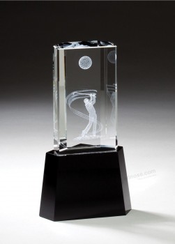 2017 Wholesale customized high-end New Design Laser Engraving K9 Crystal Golf Trophy