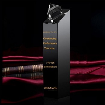 2017 批发定制高-结束黑色k9水晶奖杯的商务礼品