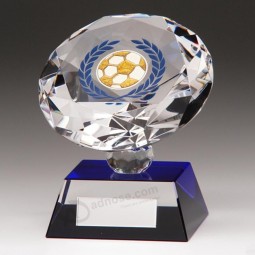 2017 Wholesale customized high-end 80mm Diamond Spirit Crystal Football Trophy — Free Engraving