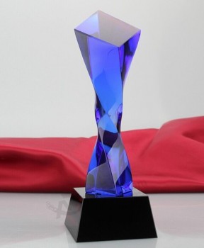 2017 Wholesale customized high-end Crystal Trophy Creative Slant Glass Trophy