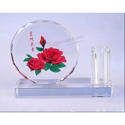2017 Wholesale customized high-end Crystal Round with Sunflowers Crystal Pen Holder