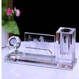 2017 Wholesale customized high-end Popular Glass Crystal Pen Holder for Office Decoration