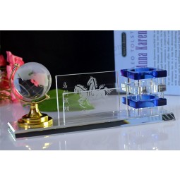 2017 Wholesale customized high-end Office Gifts Crystal Pen Holder with Crystal Terrestrial Globe