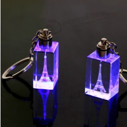 2017 Wholesale customized high-end 3D Laser with LED Light Crystal Keychain