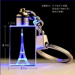 Wholesale customized high-end LED Light Wholesale Crystal Glass Keychain for Gift