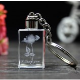 Wholesale customized high-end 3D Crystal Glass Key Chain for Christmas Gifts with cheap price