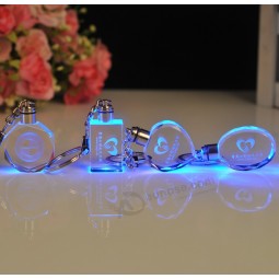 Wholesale customized high-end Exquisite 3D Laser Crystal Keychain Glass Keyring with cheap price