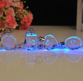 Wholesale customized high-end Exquisite 3D Laser Crystal Keychain Glass Keyring with cheap price