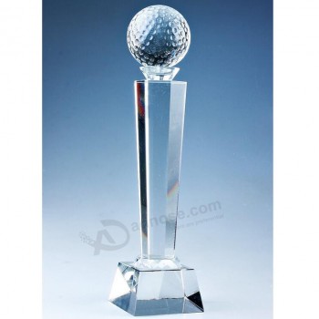 Trofeo de cristal de deportes de golf, premio de trofeo deportivo de golf de cristal al por mayor barato