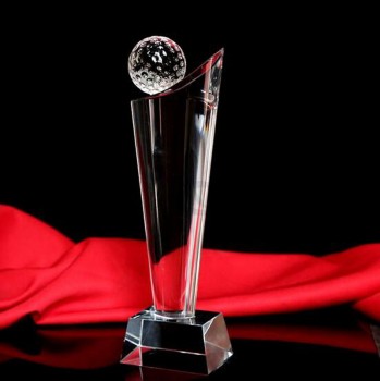 Troféu de troféu de golfe de cristal para corporação de vencedor de competição barato por atacado