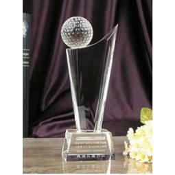 Premio al por mayor trofeo de cristal de golf con diseño de oem