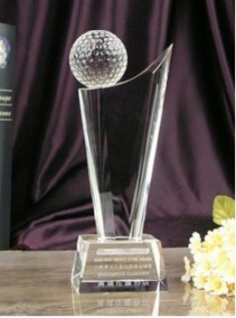 Premio al por mayor trofeo de cristal de golf con diseño de oem
