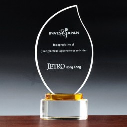 Prix de trophée en cristal de gravure de laser avec le logo personnalisé fait sur commande pas cher en gros