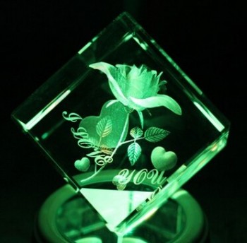 Logotipo personalizado 3d grabado láser bloque de cubo de cristal