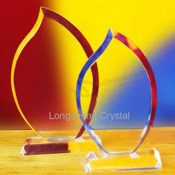 Venta a granel en blanco de cristal antorcha de la llama trofeo Premio al por mayor