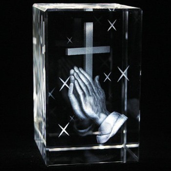 Artesanato de vidro de cristal de laser 3d religioso favorece o atacado barato