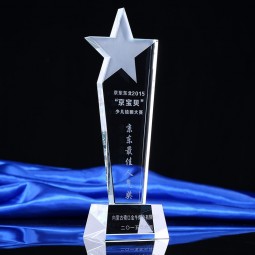 Placa de troféu de cristal de vidro quente com estrela por atacado