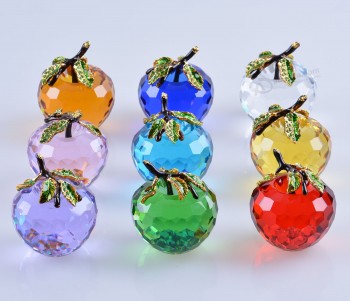 60Mm Various Color in Stock Glass Crystal Apple Birthday Gift Cheap Wholesale
