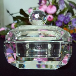 Caixa de jóia de cristal para jóias ornamentos, caixa de jóias de vidro barato por atacado