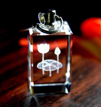 Caliente-Venta de llavero de cristal personalizado barato para la promoción