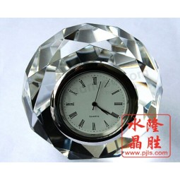 Relógio de vidro de cristal de paperweight decoração de mesa barato por atacado