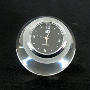 Pas cher en gros clair boule ronde en verre cristal horloge pour la décoration