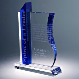 Trofeo di premio di forma del libro del cristallo di cristallo all'ingrosso di alta qualità per i ricordi