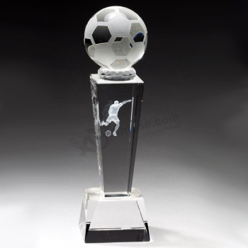 Trophée en gros de trophée de football en gros de cristal de football pour des souvenirs