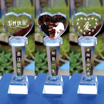 High Quality Heart Shape Crystal Glass Award Trophy Cheap Wholesale