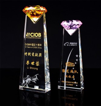 Usine directement k9 cristal trophée de prix de diamant pas cher en gros