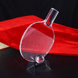 Venta directa de fábrica de cristal de pingpang award trofeo barato al por mayor