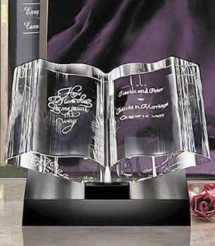Premio de biblia religioso al por mayor barato Trofeo de cristal cristiano del libro para el arte del regalo