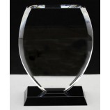Prêmio de troféu de cristal personalizado com base preta por atacado