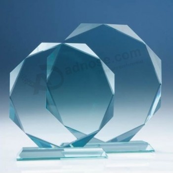 Prêmio de vidro de jade em branco claro personalizado, troféu de vidro barato por atacado