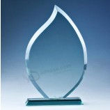 Factory Wholesale Blank Flame Crystal Glass Trophy Plaque for Promotion