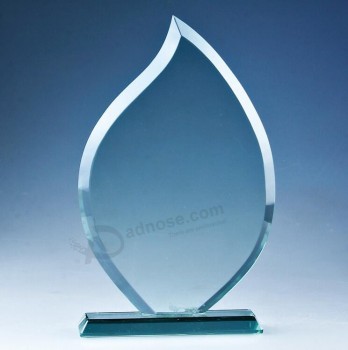 Placa al por mayor del trofeo del vidrio cristalino de la llama de la fábrica en blanco para la promoción