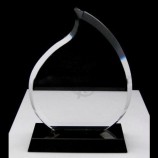 Trofeo di vetro trasparente personalizzato popolare design popolare per souvenir