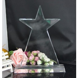 Prêmios de cristal por atacado do troféu do cristal, troféu claro do cristal da forma da estrela