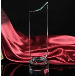 Best-seller personnalisé trophée de verre de cristal blanc
