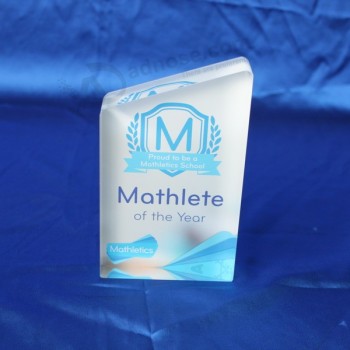 Wholesale customized high quality Clear Acrylic Trophy Event Laser Engraved Award for Running with your logo
