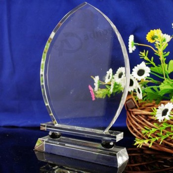 Jade vidro claro troféu prêmio de vidro barato por atacado