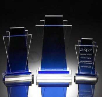Venda quente barato personalizado prêmio troféu de cristal de vidro por atacado