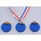 Medalla de cristal redonda personalizada, medalla de cristal para artículos de premio deportivo barato al por mayor