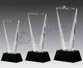Bestes k9 art style glas kristall trophäe mit schwarzen basis plaque award mit k9 kristall trophäe großhandel