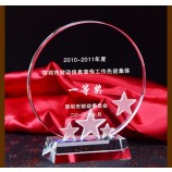 Prêmio de troféu de cristal de vidro por atacado barato com estrela