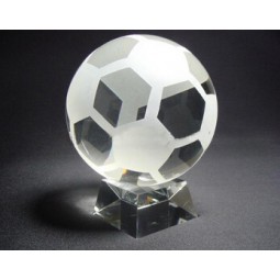 Claro cristal de vidro troféu de futebol troféu de futebol barato por atacado