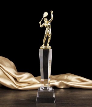 Wholesale Tennis Crystal Glass Trophy Award for Sports Souvenir