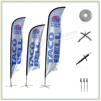 Wholesale customized high-end 4.5m Knitted Polyester Events Feather Advertising Flags with Aluminum Poles